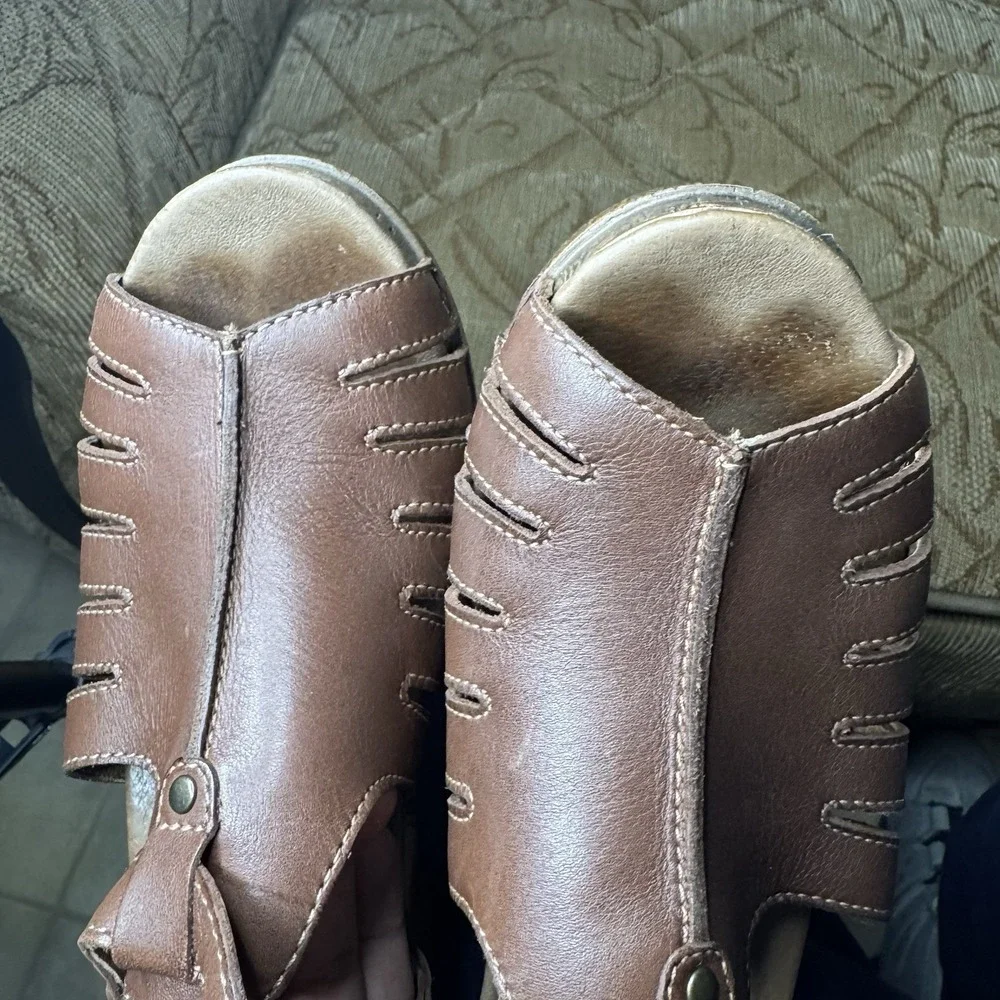 Dansko Sandals Womens‎ 40 US 9.5-10 Brown Platform Heels Slingback